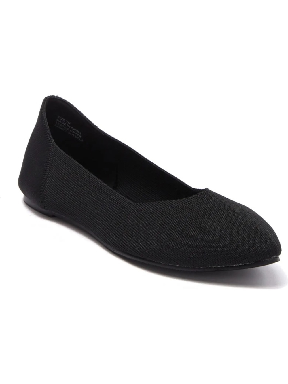 MIA Kerri Pointed Toe Knit Flats Womens 8 Black Slip On Comfort Insole Ballet